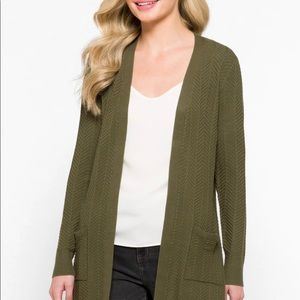 NWT Love Ellie Women's Olla Herringbone Knit Cardigan Olive M